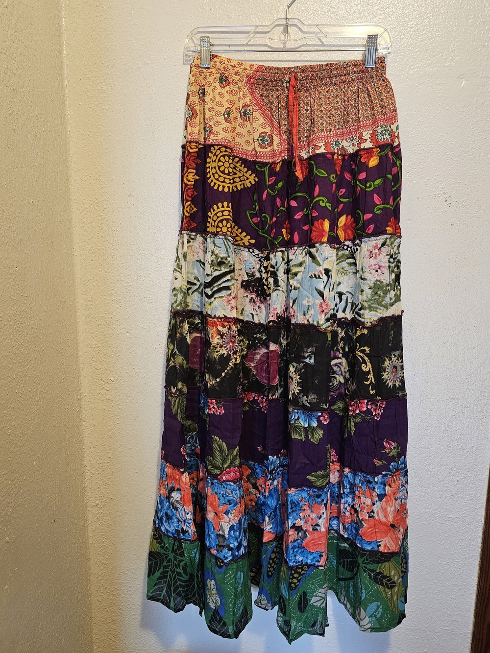 Bohemian Patchwork Maxi Skirt - Multicolor